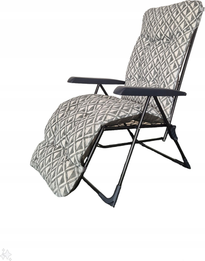 Градинарска столица Patio Malaga Plus H039-06PB, преклопна, со дебело перниче, сива со ромбови
