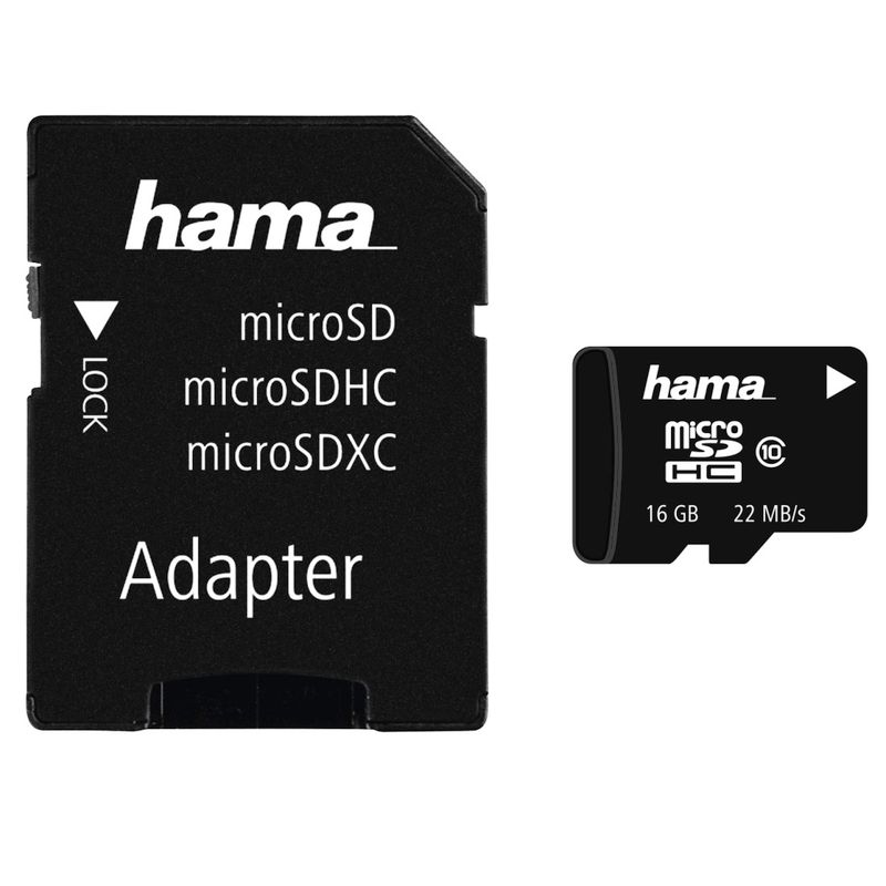 Kartë memorie Hama Micro SDHC 16GB Class 10, 80MB/s + Adapter 124138