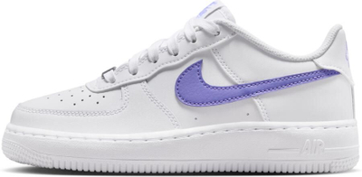 Atletet Nike Air Force 1 për fëmijë, lëkurë sintetike, të bardha me vjollcë