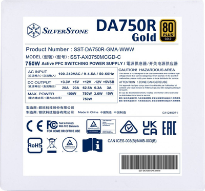 Burim energjie SilverStone DA750R Gold SST-DA750R-GMA-WWW ATX 3.0, 750W