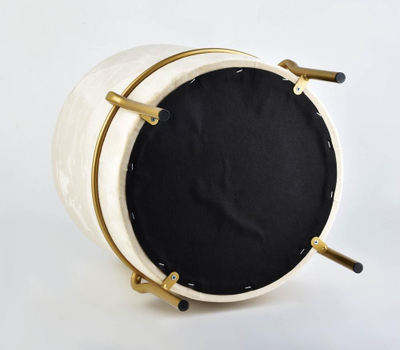 Stool kadife Mondex Layla Velvet, bazë metalike ari, krem