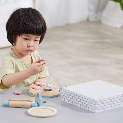 Set lodrash druri Viga Toys PolarB Wooden Pizza Making, furrë dhe aksesorë, shumëngjyrësh