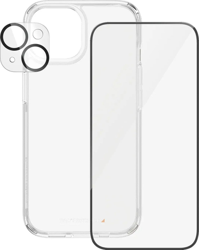 Set mbrojtës PanzerGlass 3 in 1 për iPhone 15, xham ekrani, mbrojtës kamere, HardCase transparent