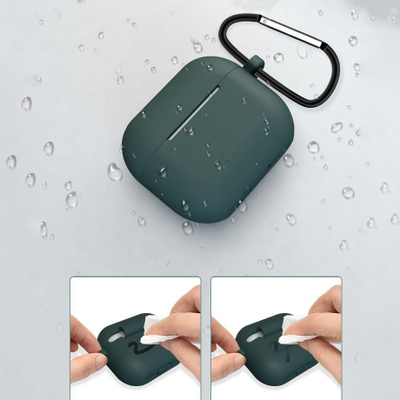 Mbrojtëse Hurtel Case D për AirPods 3, silikoni, me unazë, e zezë