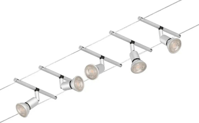 Sistem drite me kabllo Paulmann Wire Salt, 5x spot, 5 m, krom