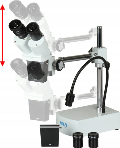 Mikroskop stereoskopik Delta Optical Discovery L, kokë binokulare, krah i rregullueshëm, i bardhë