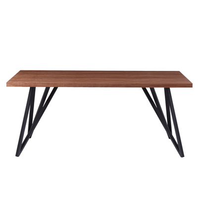 Tavolinë ngrënieje GROW HM9467.02, 180x90x75 cm, veneer druri arrë, këmbë metalike të zeza