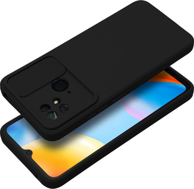 Mbulesë telefoni Xiaomi Redmi 10C Slide, silikon TPU, kapak kamere, e zezë