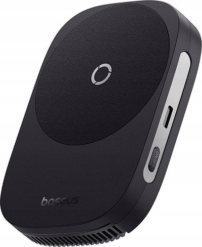 Ftohës magnetik për telefon Baseus, 2 në 1 me mbajtëse, drita RGB, i zi