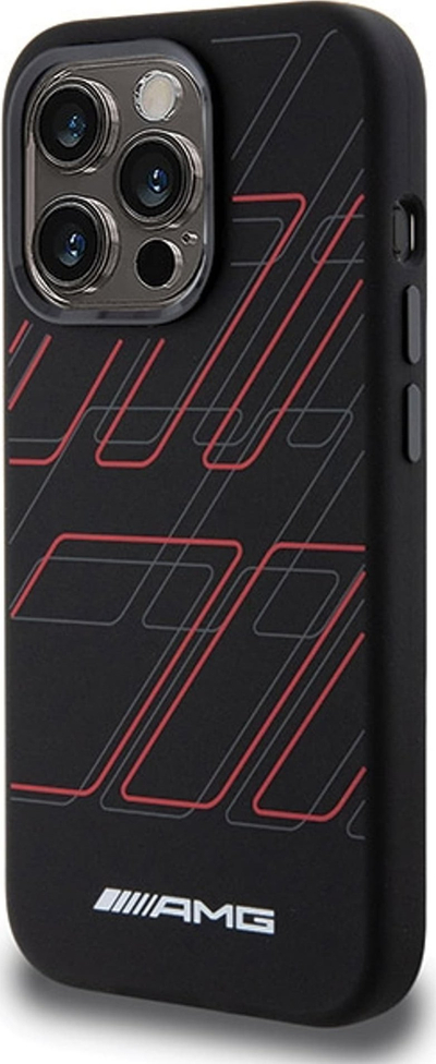 Mbulesë telefoni AMG Silicone për iPhone 15 Pro Max 6.7", me MagSafe, e zezë