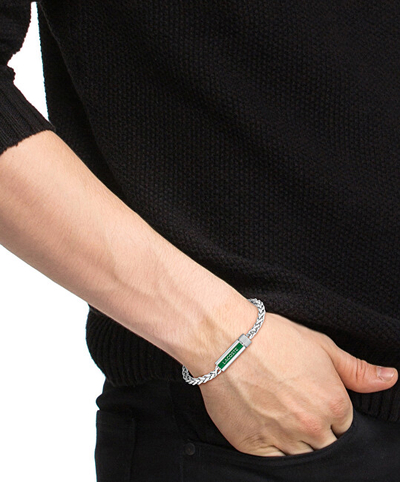 Byzylyk për meshkuj Lacoste Spelt 2040337, 21 cm, i argjendtë/gjelbër