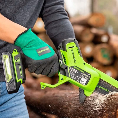 Sharrë zinxhiri dore Greenworks G24MCS10, 24V, shufër 100mm, jeshile