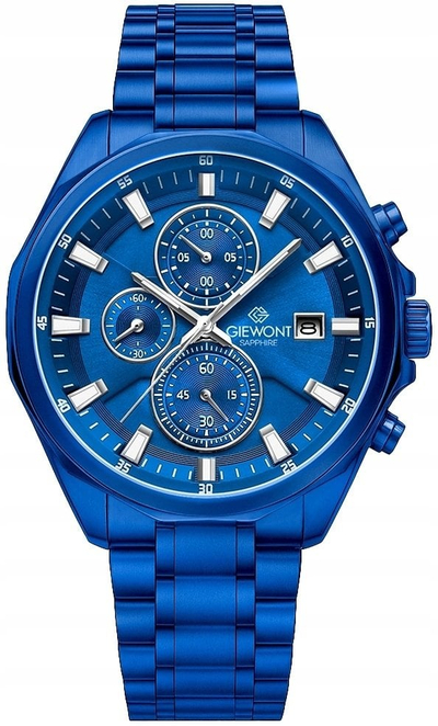Orë burrash Giewont GW7290-B5, kronograf, xham safir, blu metalike