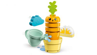 Lodra edukative LEGO Duplo Growing Carrot 10981, set ndërtimi, për fëmijë 18+ muajsh, shumëngjyrëshe