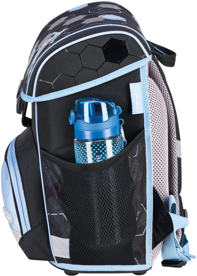Çantë shkolle Herlitz School Satchel Loop Plus Cyber Soccer, 17L, ergonomike, blu e zezë
