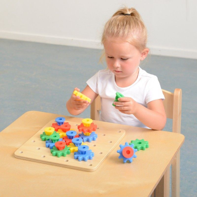 Lodër edukative Masterkidz Gears Board, mekanizëm me rrota, dru, shumëngjyrëshe
