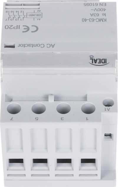 Модуларен контактор Ideal KMC-63-40, 63A, 400V AC, бел