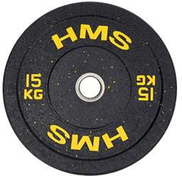 Disk olimpik HMS HTBR15, 15 kg, bumper, i verdhë