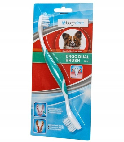 Четка за заби за кучиња Bogadent Ergo Brush Mini, за мали кучиња, 1 парче, бела