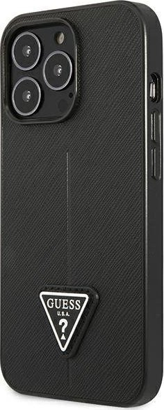 Kapak telefoni Guess Saffiano Triangle Logo për iPhone 14 Pro 6.1", hardcase, i zi