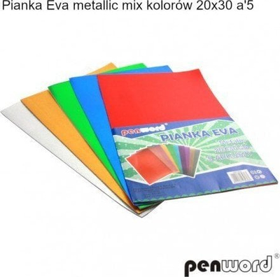 Letër shkumë EVA Penword Metallic, set me fletë 20x30 cm, me bojra metalike të përziera