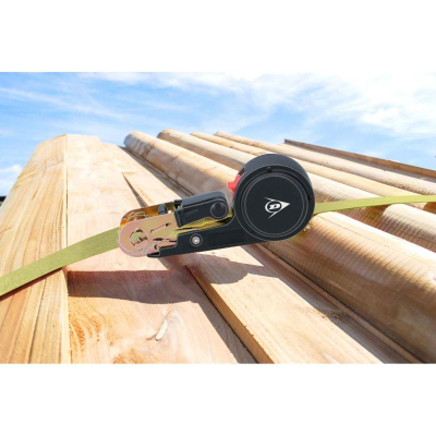 Rrip transporti Dunlop me ratchet, 4 m, 250 kg, i verdhë