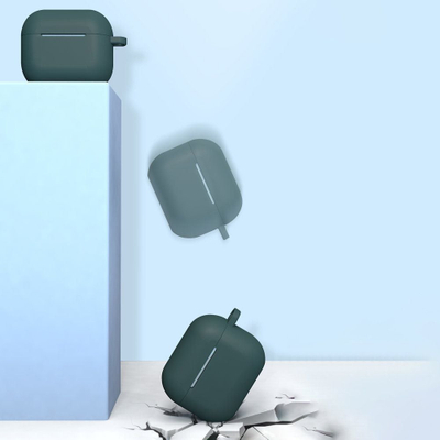 Mbrojtëse Hurtel Case D për AirPods 3, silikoni, me unazë, e zezë