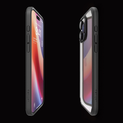 Mbulesë telefoni Spigen Crystal Hybrid për iPhone 16 Pro Max, transparente, kornizë Matte Black