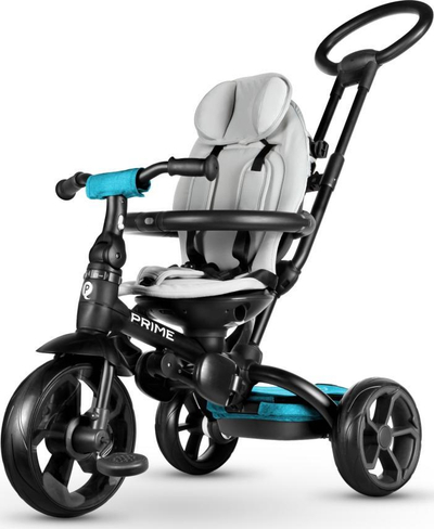 Tricikël Qplay New Prime 6 në 1, sedile që rrotullohet, dorezë për prindin, blu
