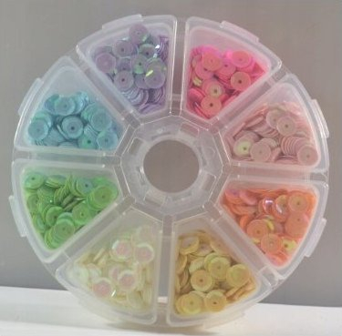 Sequin për zbukurim Galeria Hobby Pastel, set me 8 ngjyra, 6 mm, 40 g