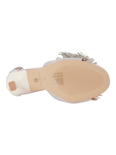 Sandale për goca Kurt Geiger Pom Pom Ankle Tie, taka 9 cm, lëkurë me kristale, rozë metalike shumëngjyrëshe