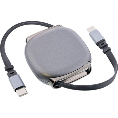 Kabllo USB InLine USB C, 0.8m, 100W, e zezë gri