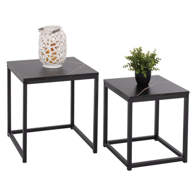 Set tavolina anësore Grelay 2-pjesësh MDF & metal 45×45×50 cm (HM8762.13)