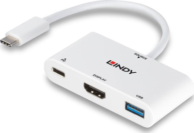 Пристапна станица Lindy USB C 43340, HDMI, USB 3.0, сива