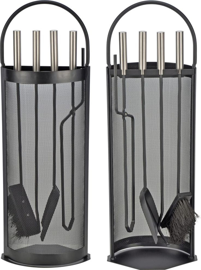Set veglash për oxhak HI Fireplace Tool Set, 5 pjesë, metal, i zi