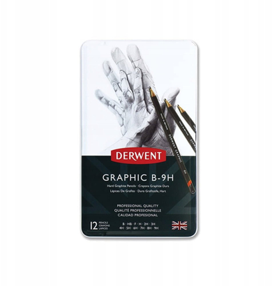 Set lapsash për skicim Derwent Graphic Hard, 12 copë, fortësi B deri 9H