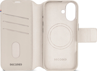 Portofol telefoni Decoded Leather Detachable Wallet për iPhone 16, lëkurë, ngjyrë clay
