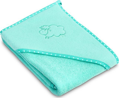 Mbulesë banjoje për bebe Sensillo Sheep, 80x80 cm, pambuk, ngjyrë turquoise