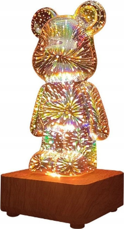 Lampë tavoline dekorative OEM 3D BEAR, LED RGBW, USB 5V, transparente