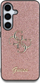 Mbulesë telefoni Guess Fixed Glitter Big 4G Metal Logo për Samsung Galaxy S25, rozë