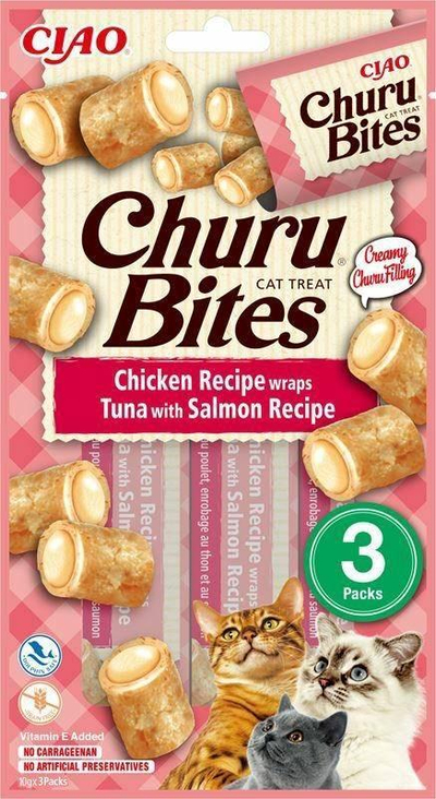 Shpërblim për mace Churu Bites Tuna & Salmon, 3x10g