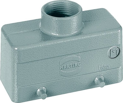Kuti metalike lidhësi Harting Han 19 30 016 1422, hyrje me filetë, industriale, gri