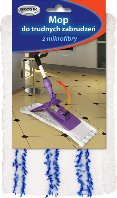 Refil mop mikrofiber Grosik, për papastërti të forta, i bardhë