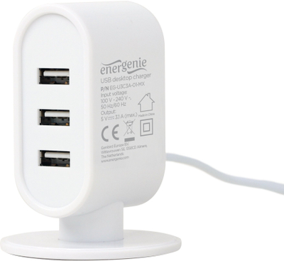Работен полнач Gembird EG-U3C3A-01-MX, 3 USB порти, за мобилни уреди, црн и бел