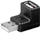 Adapter USB MicroConnect USBAMAFA, USB A mashkull në A femër, kënd 90°, i zi