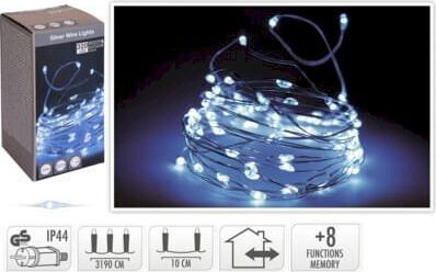 Декоративни светилки Lamp Christmas Lights, 320 LED, сребрена жица, студено бела светлина