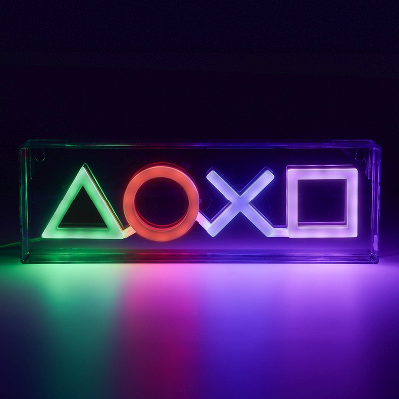 Dritë dekorative LED Playstation Neon Light, simbol PlayStation, shumëngjyrëshe