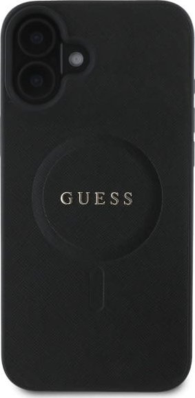 Kapak telefoni Guess GUHMP16SPSAHMCK Saffiano, për iPhone 16 6.1", MagSafe, i zi