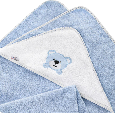 Peshqir me kapuç për bebe Bocioland Bear, 80 x 80 cm, pambuk 100%, blu
