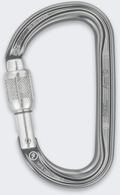 Karabinë Petzl AMD, alumin, formë D, me vidë
